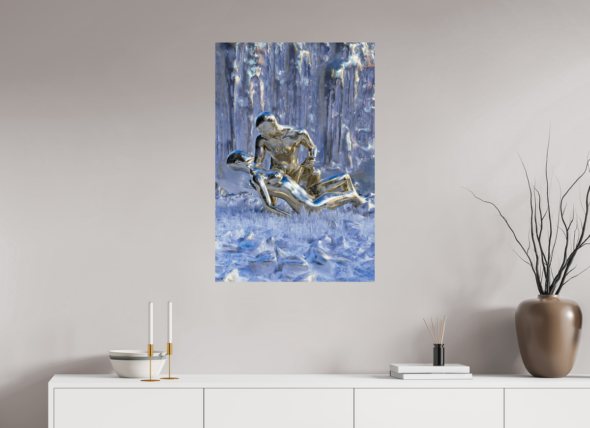 Golden Souls in the 60 × 90 cm size, shown without a frame on a wall in a room