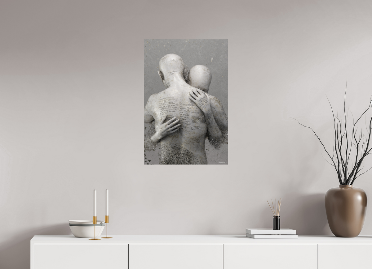Not Gone in the 50 × 75 cm size, shown unframed on a wall in a room